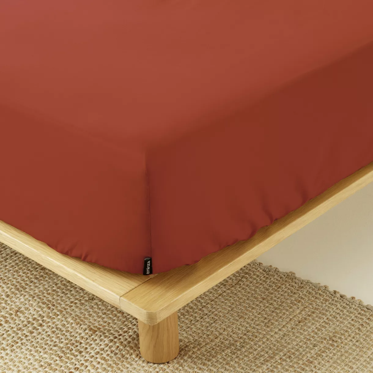 Drap housse percale de coton (90 x 200 cm) Cali Terracotta