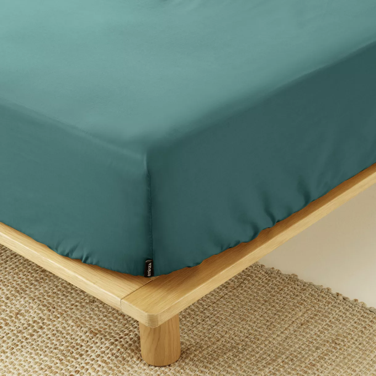 Hoeslaken percal katoen (90 x 200 cm) Cali Eendblauw
