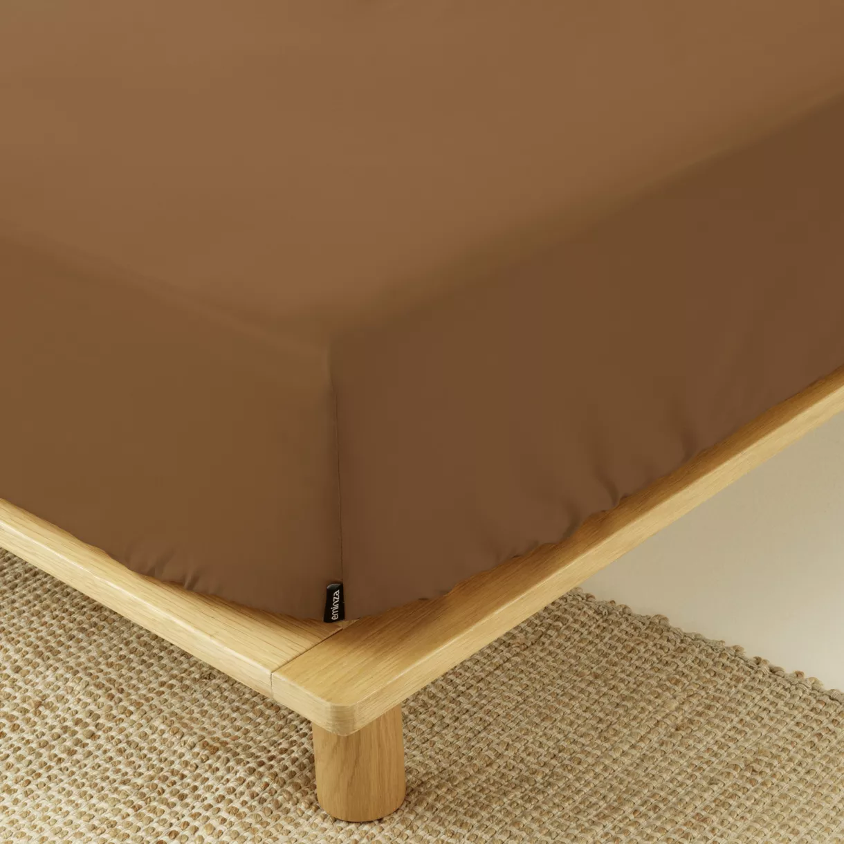 Drap housse percale de coton (90 x 200 cm) Cali Cappuccino