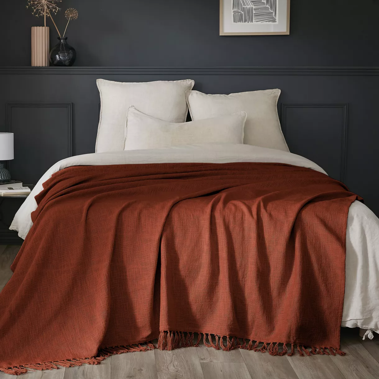 Plaid 180 x 220 cm Slub SIXTINE Terracotta