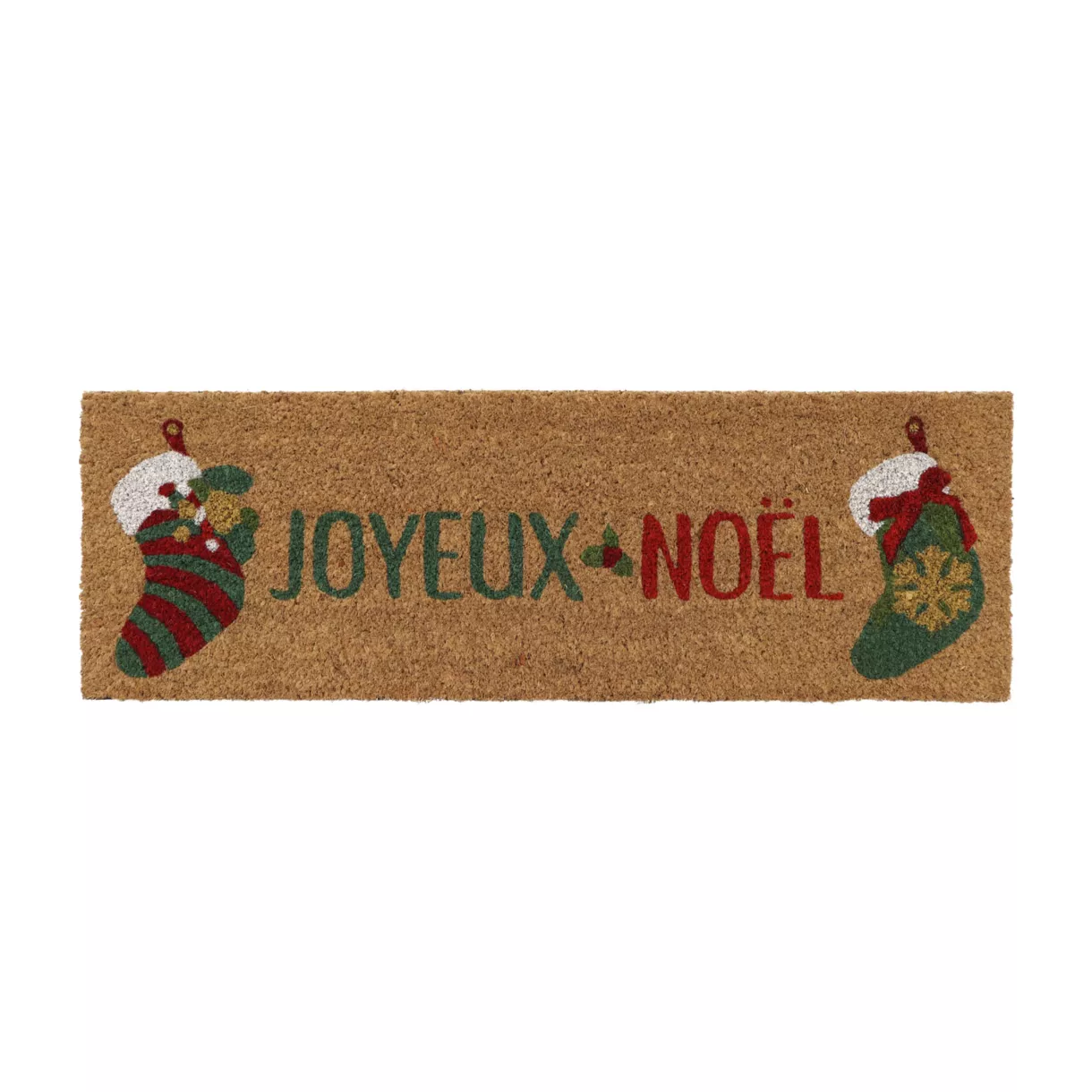 Kerstmat van kokos (25 x 75 cm) Multicolor Kerstsokken