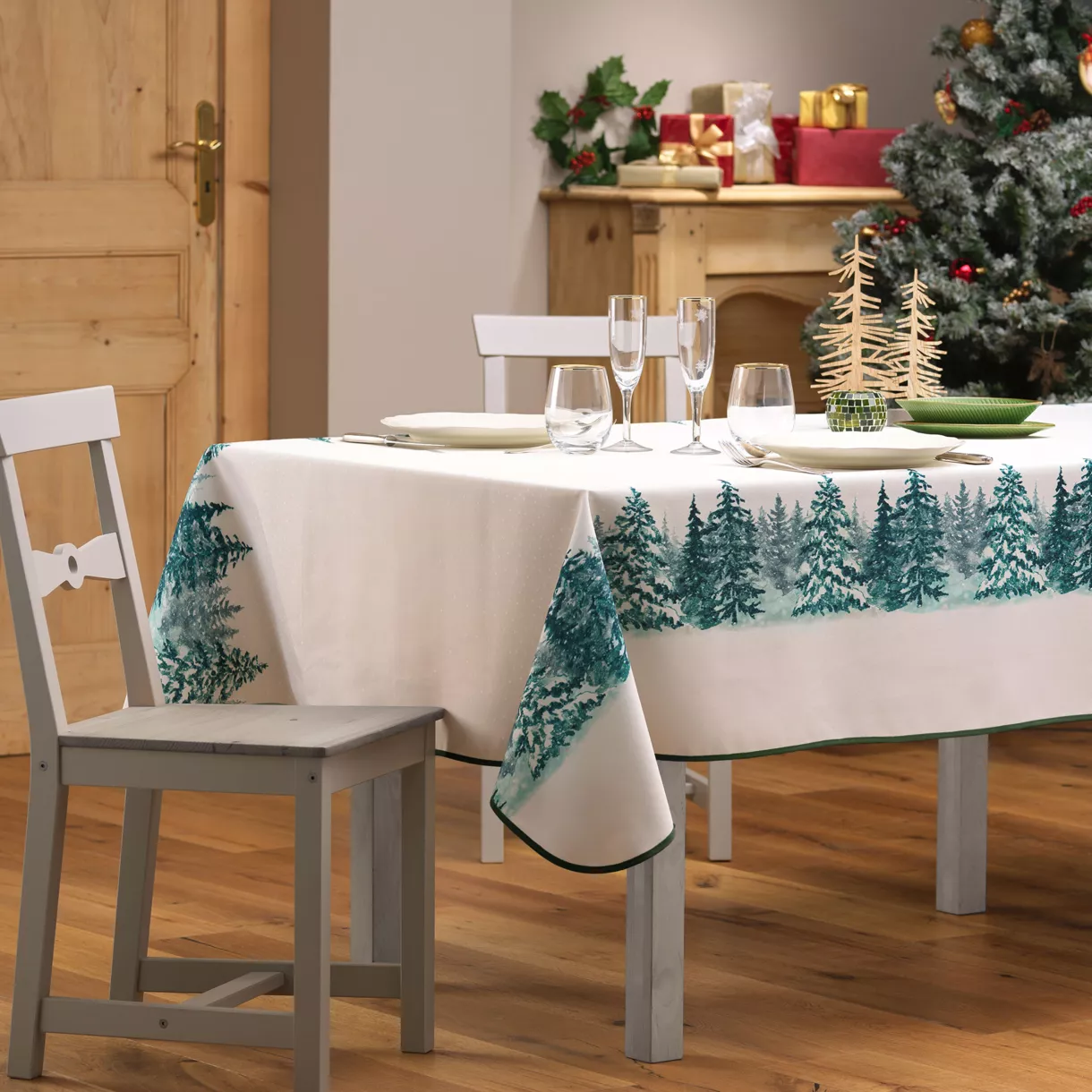 Tischdecke rechteckig (L240 cm) Christmas Helles Beige