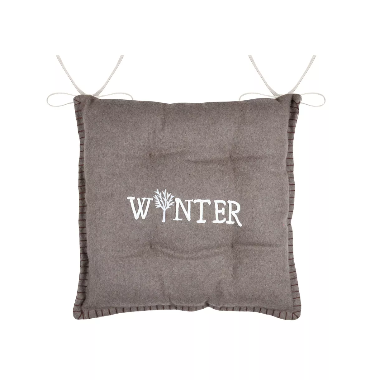 eminza Coussin de chaise carré velours (38 x 38 cm) Landry Taupe