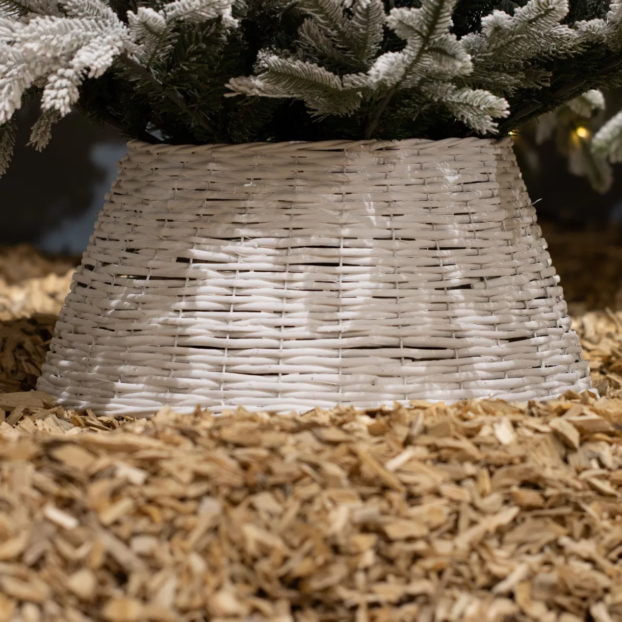 Coprivaso per albero di Natale in vimini (D70 cm) Salice intrecciato Bianco