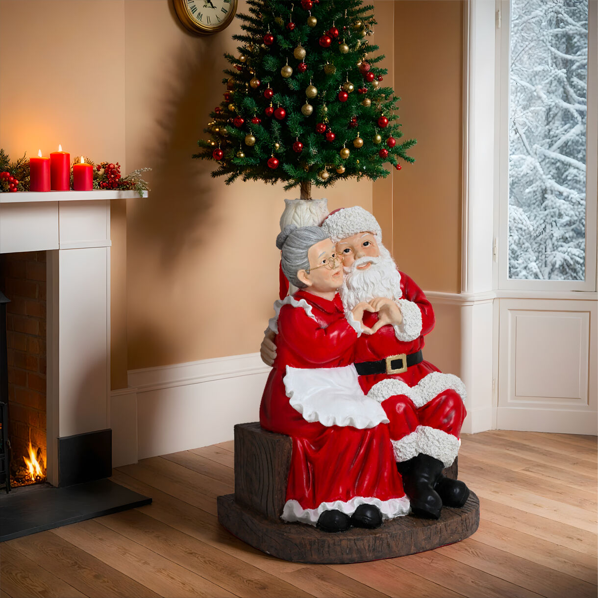 Piede di albero gigante (H97 cm) Babbo e Mamma Natale