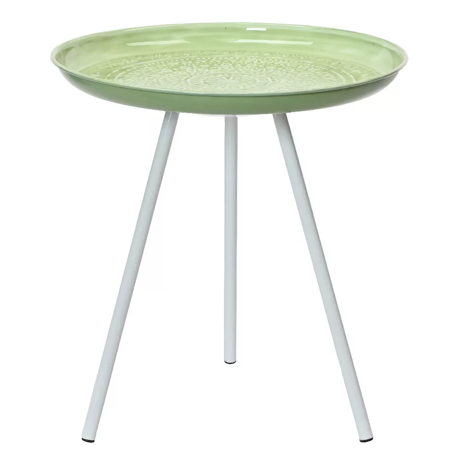 eminza Table d'appoint ronde (H43 cm) Plateau émaillé Vert pomme