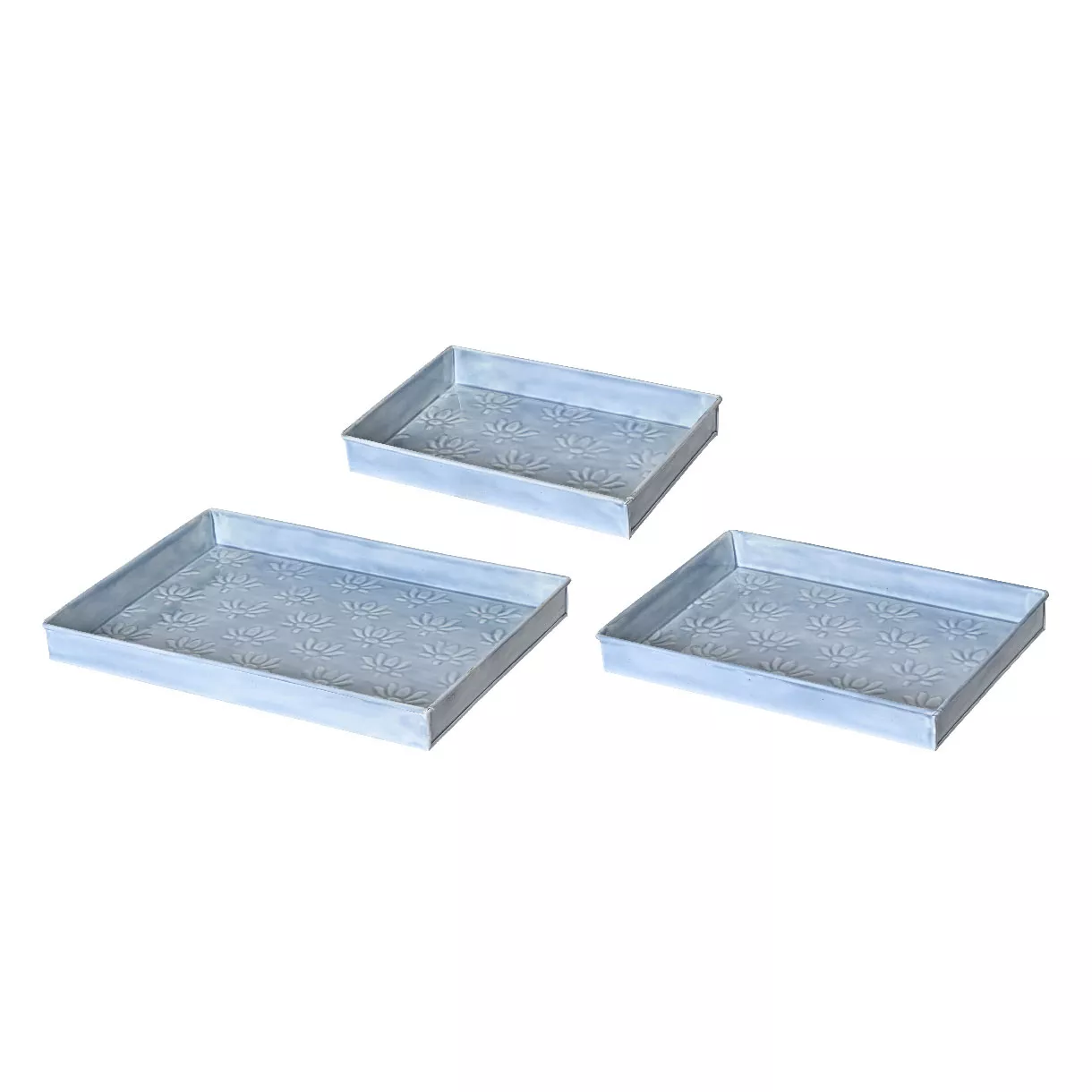 3er Set Deko-Tablett (34 x 24 cm) Fleurs d'Ésmée Blau