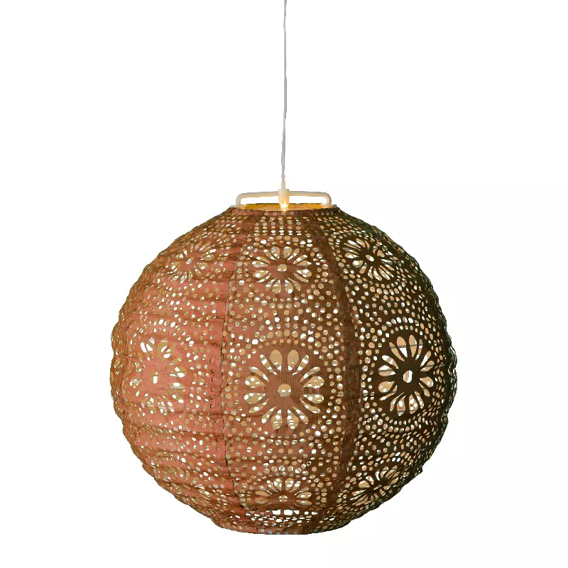 eminza Suspension de jardin solaire (H23 cm) Lanterne ajourée Orange