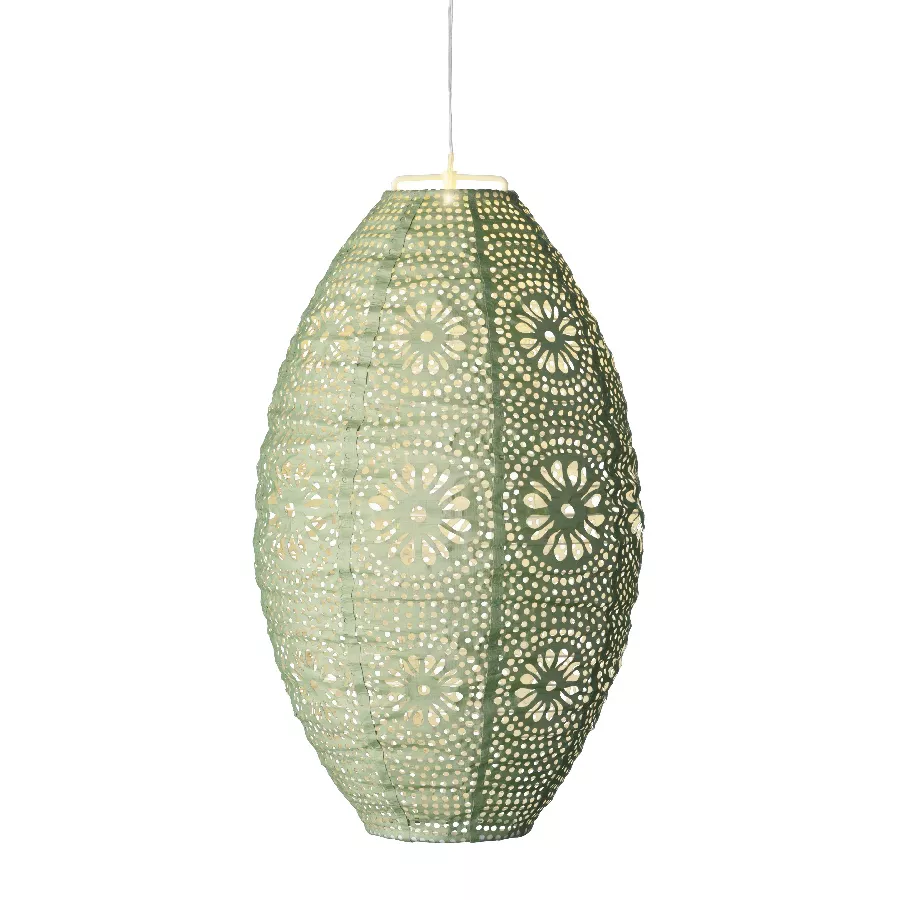 eminza Suspension de jardin solaire (H38 cm) Lanterne ajourée Verte