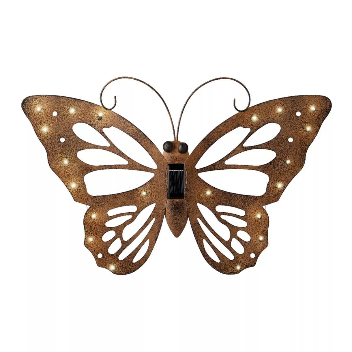 Lampe murale solaire en métal (L53 cm) Papillon - Brun antique