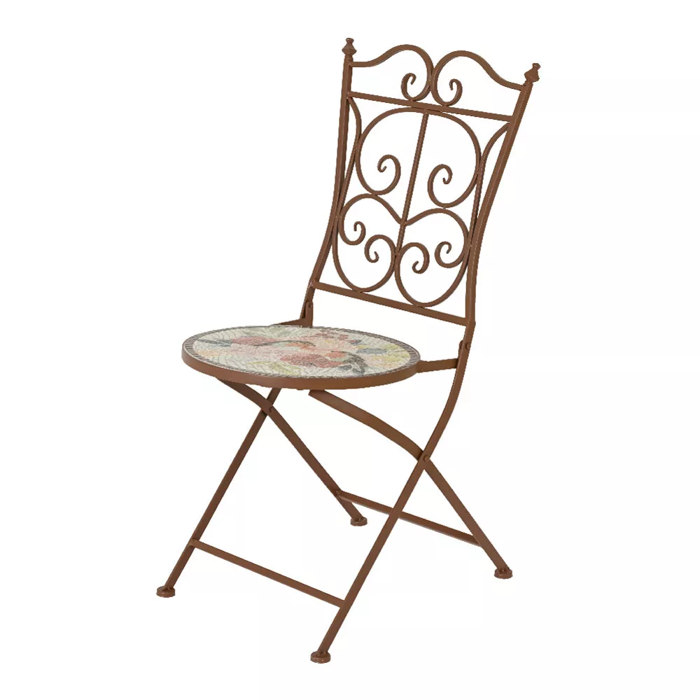 Sedia bistrot pieghevole in mosaico Aberdeen Marrone