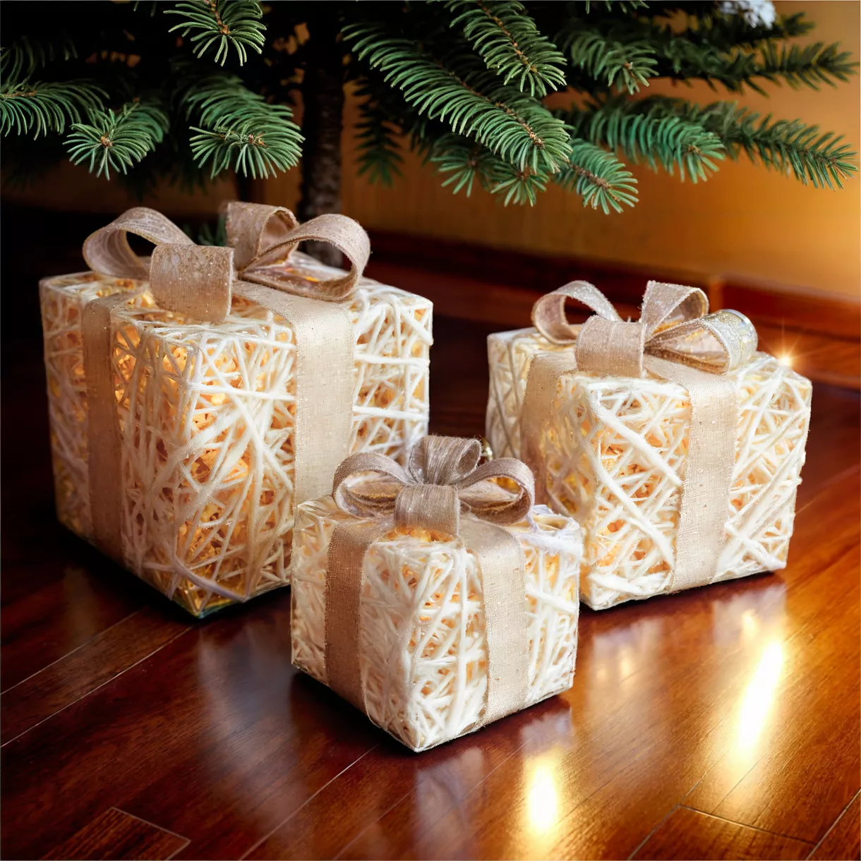 Set de 3 regalos rota a pilas con luz Blanco cálido  LED 1