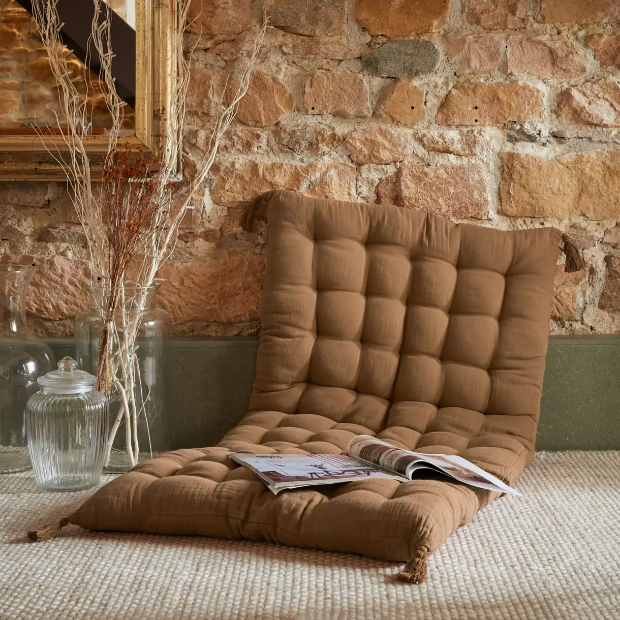 Matelas de sol gaze de coton (60 x 120 cm) Gaïa Camel