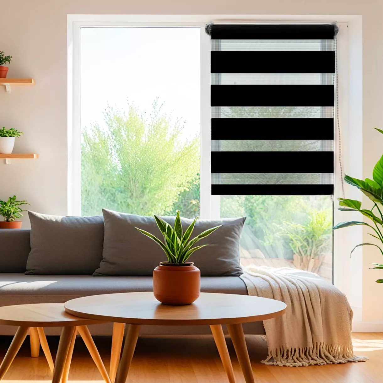 Rolgordijn Dag / Nacht (90 x 180 cm) Zwart