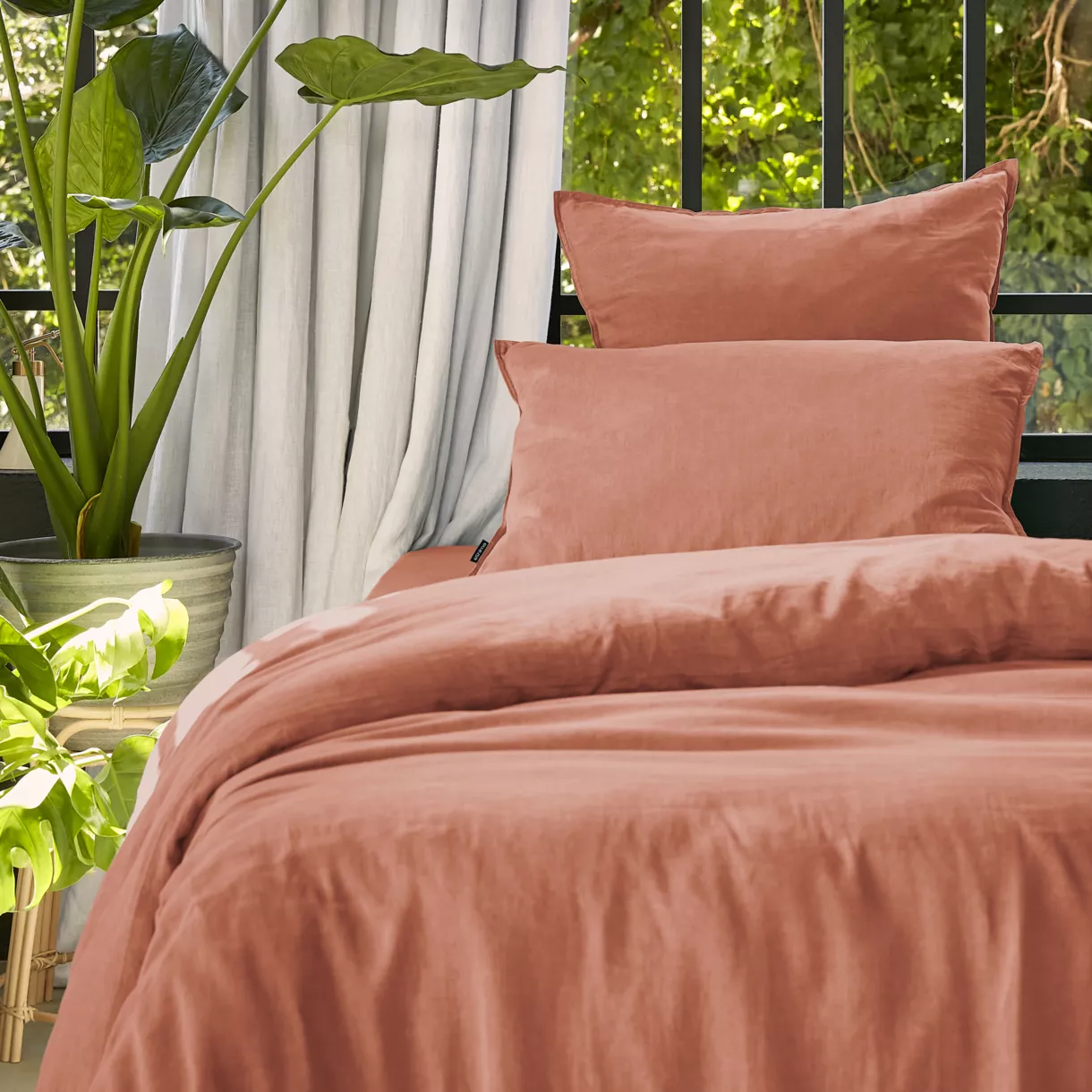 Funda nórdica lyocell Tencel™ lavado (140 x 200 cm) Olivia Terracota