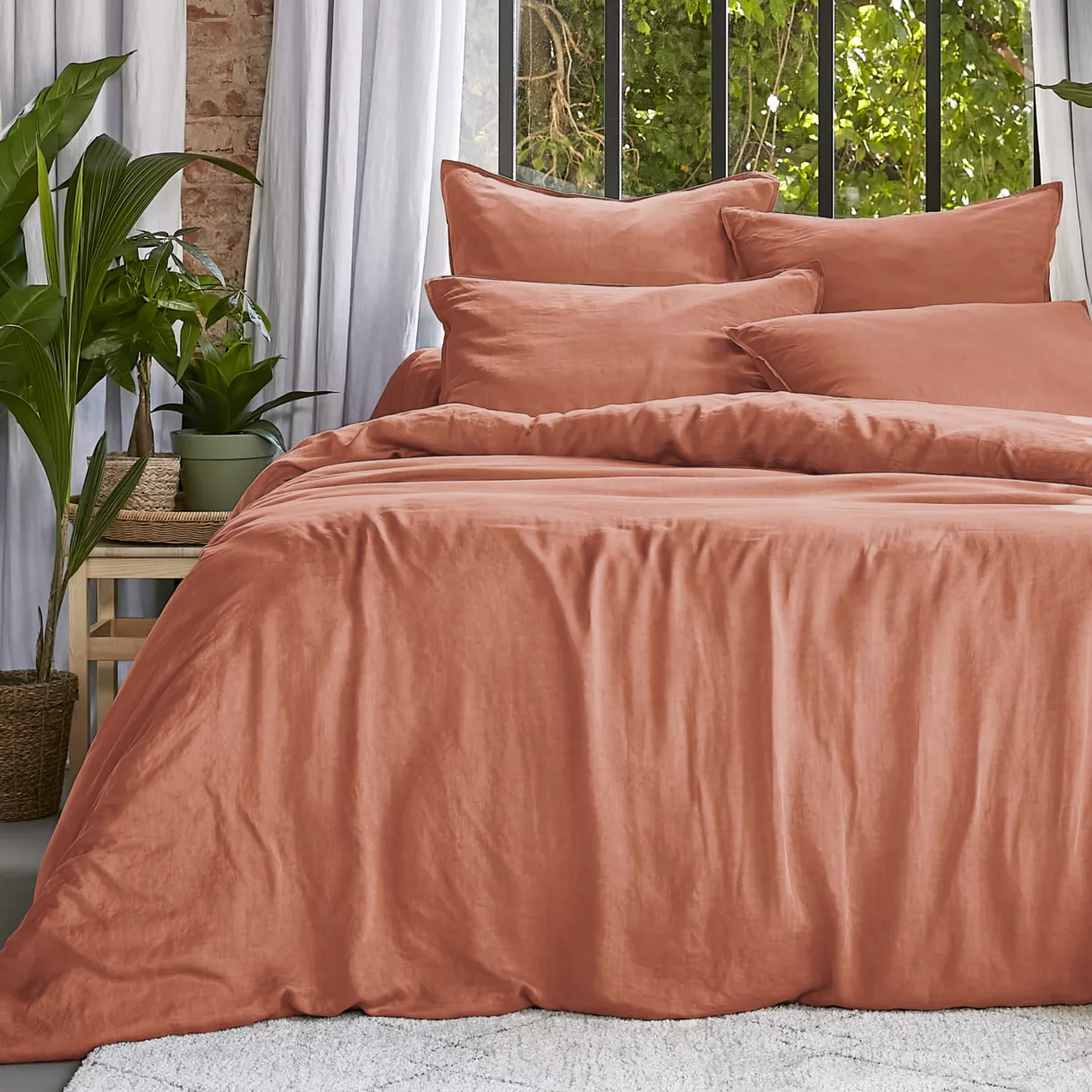 Bettbezug aus gewaschenem TENCEL™ Lyocell (260 x 240 cm) Olivia Terrakotta