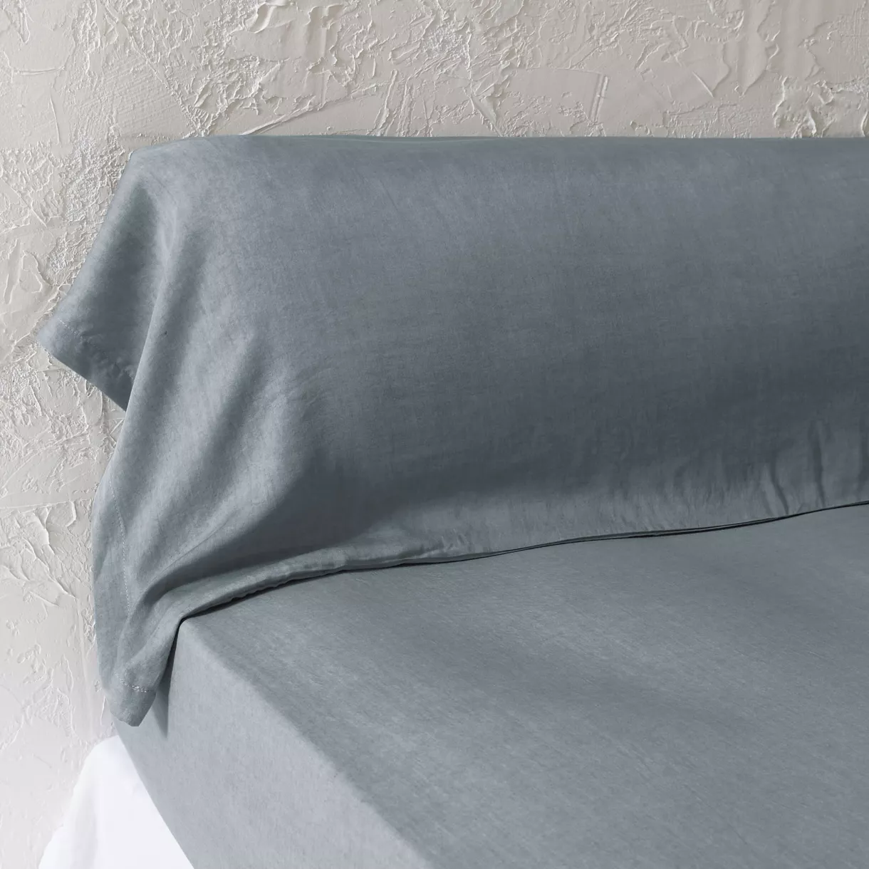 Taie de traversin lyocell Tencel™ lavé (27 x 185 cm) Olivia Bleu stone