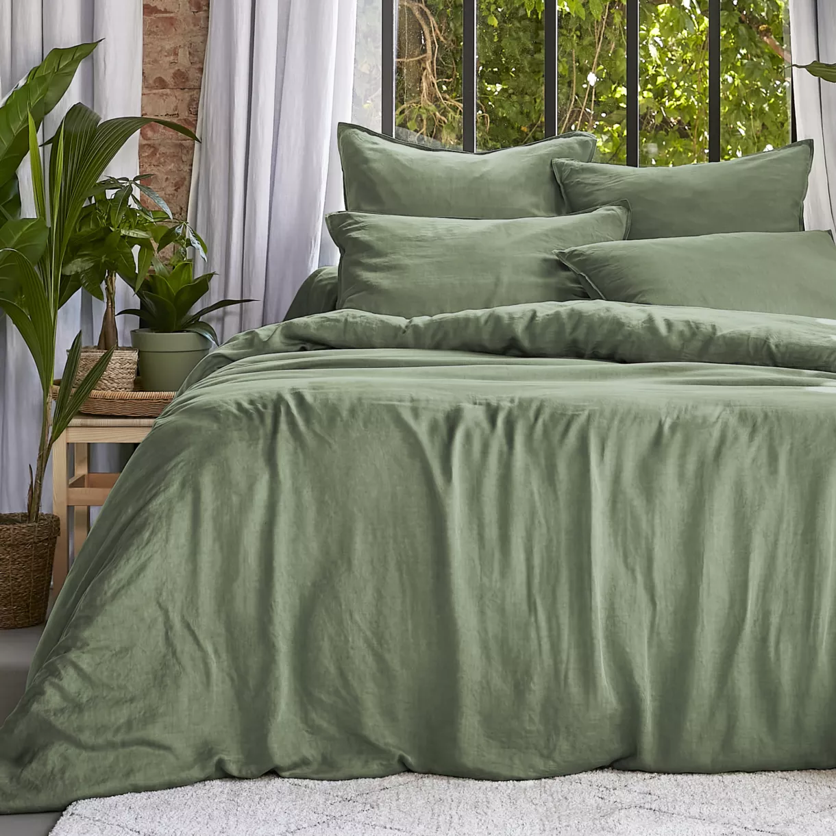 Bettbezug aus gewaschenem TENCEL™ Lyocell (240 x 220 cm) Olivia Rosmaringrün
