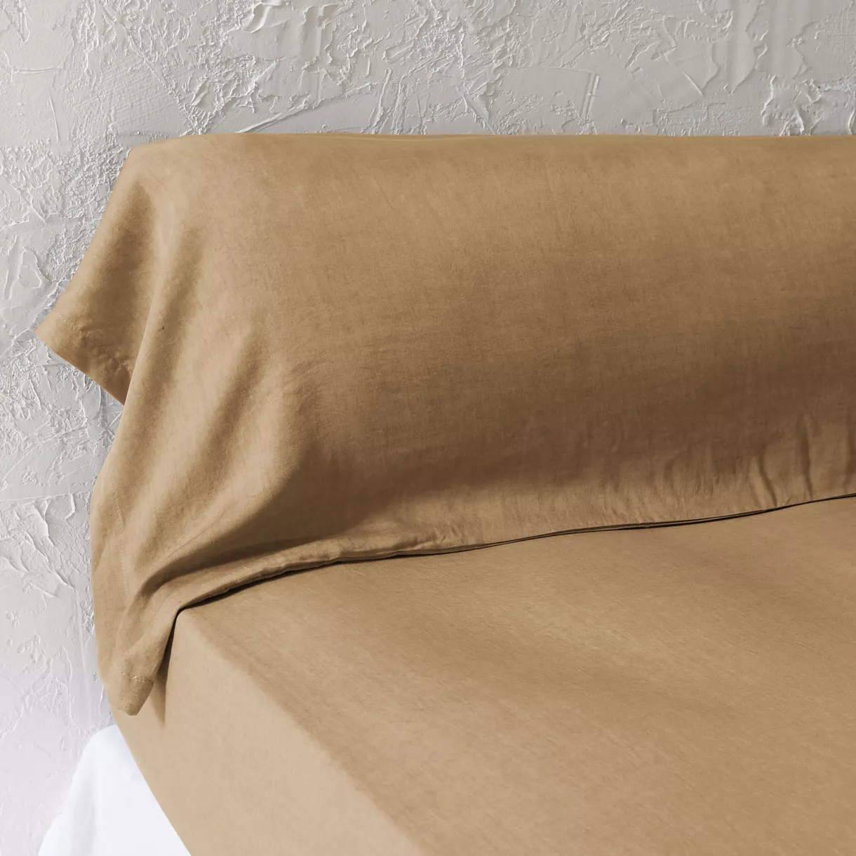 Taie de traversin lyocell Tencel™ lavé (27 x 185 cm) Olivia Camel