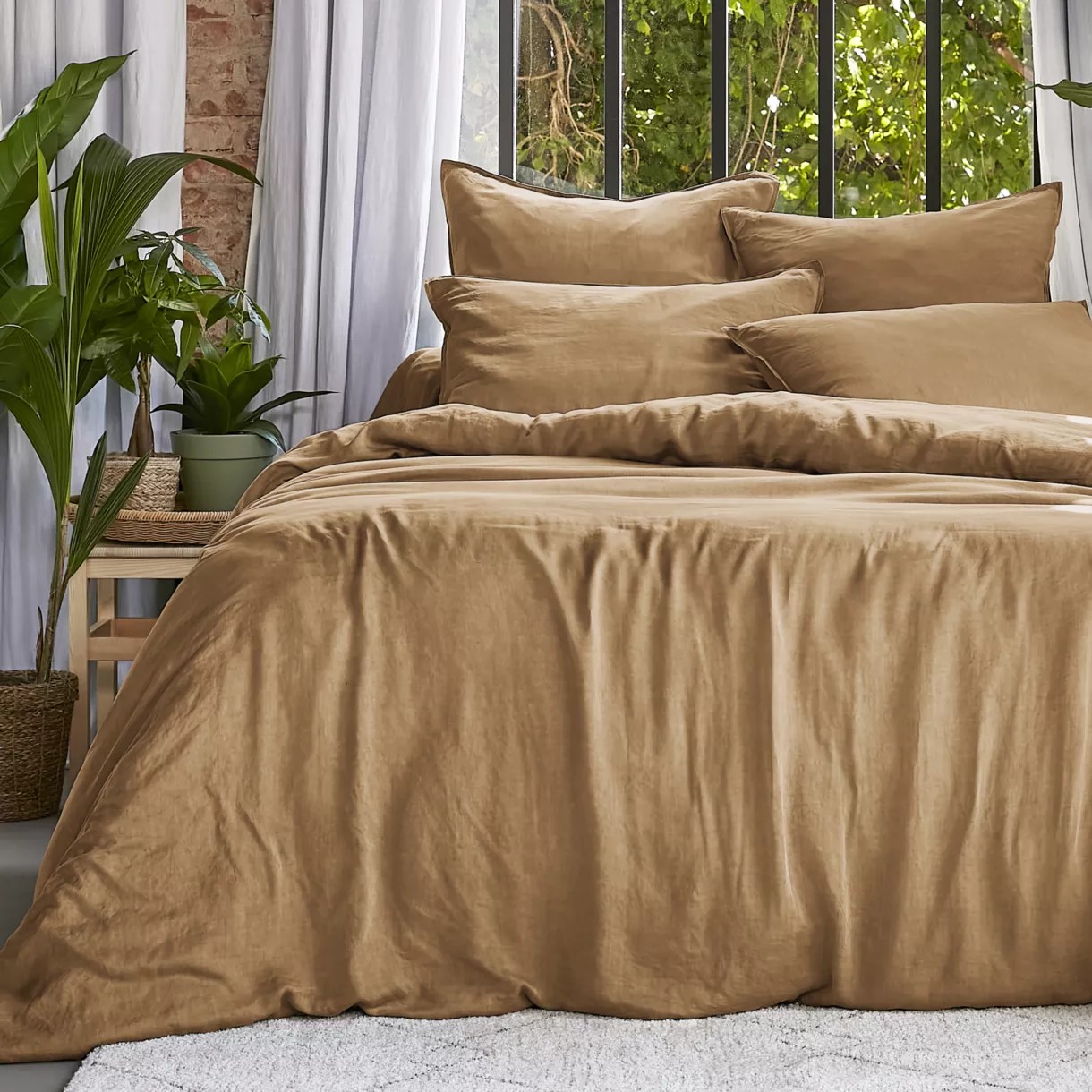 Funda nórdica lyocell Tencel™ lavado (200 x 200 cm) Olivia Camel