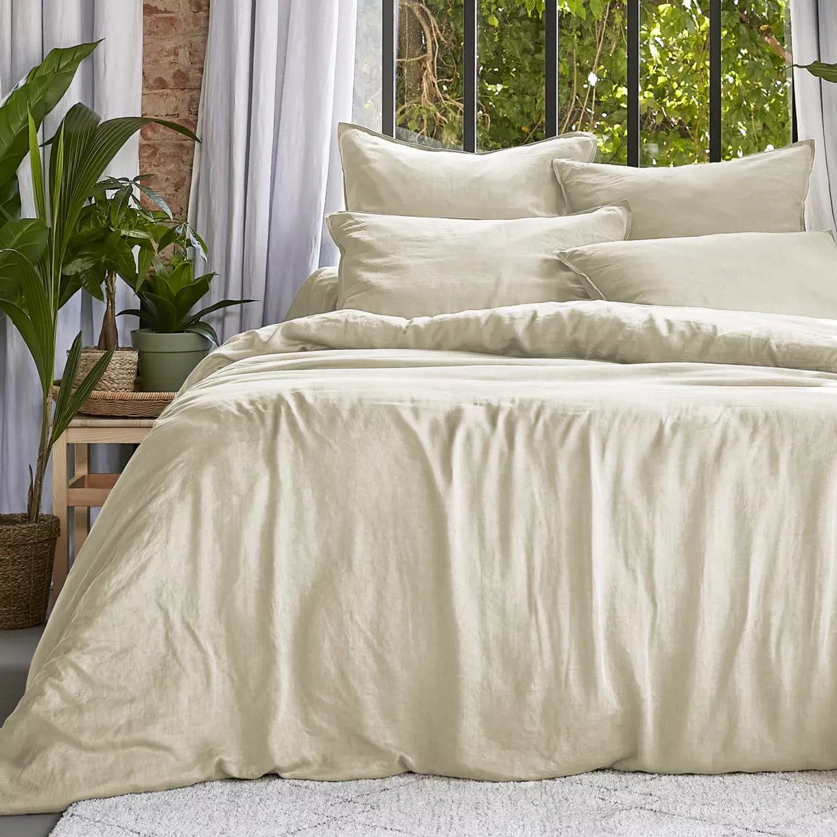 Housse de couette lyocell Tencel™ lavé (260 x 240 cm) Olivia Beige pampa