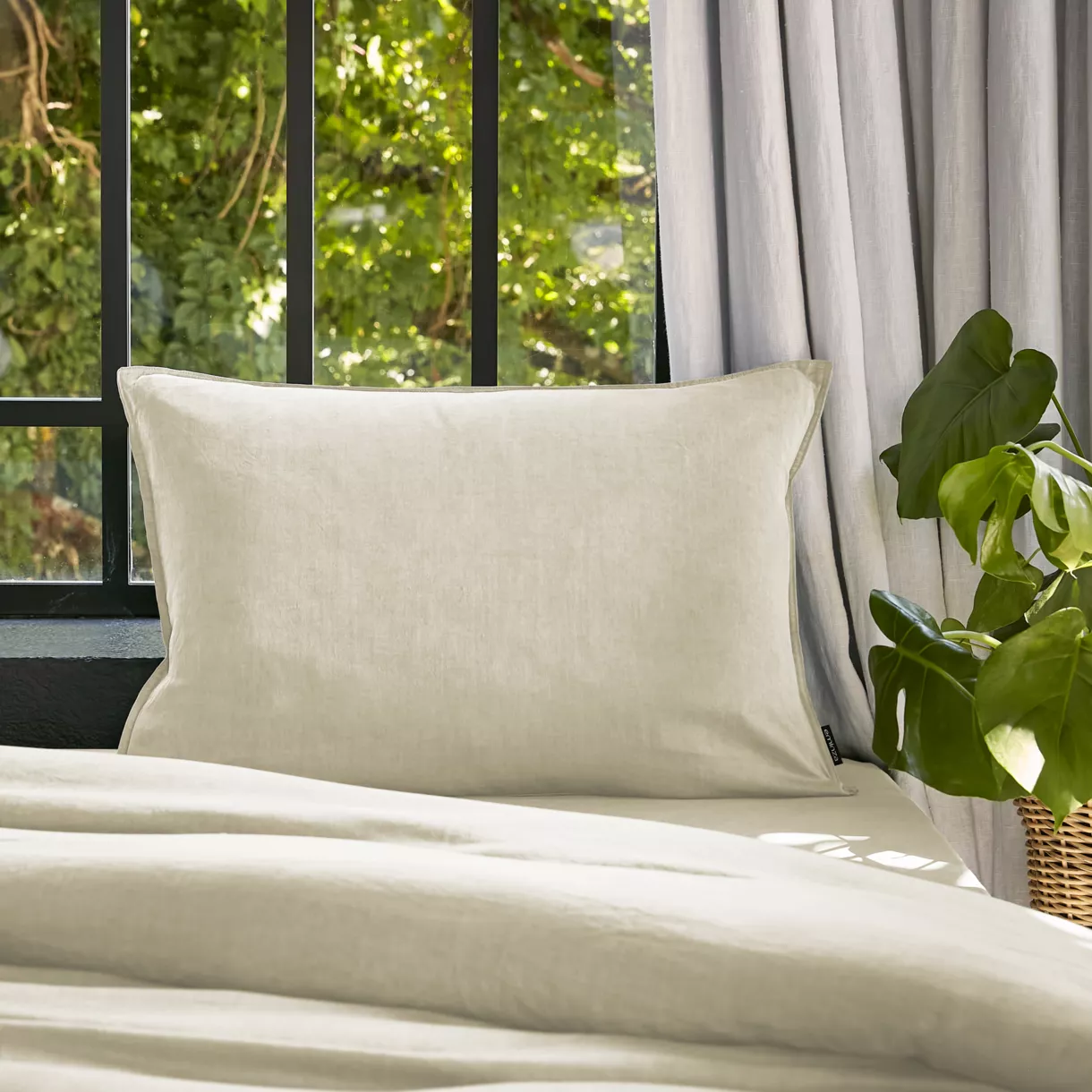 Funda de almohada rectangular lyocell Tencel™ lavado (50 x 80 cm) Olivia Beige pampa