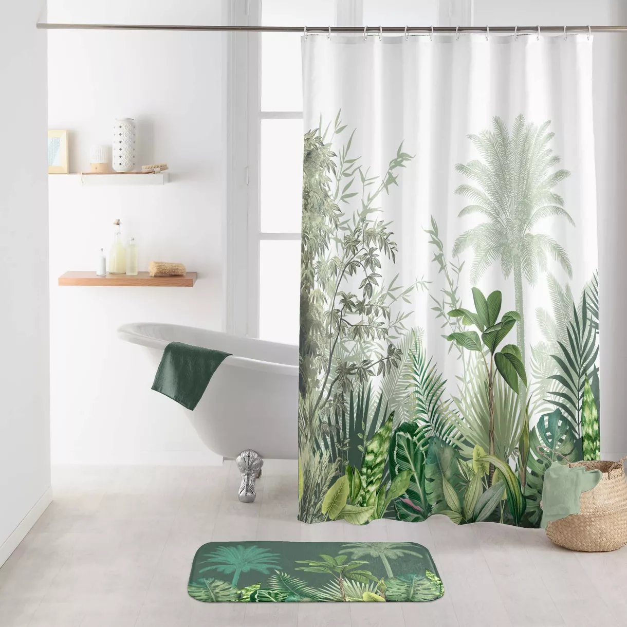 Douchegordijn met ringen (180 x 200 cm) Vagabond Groen