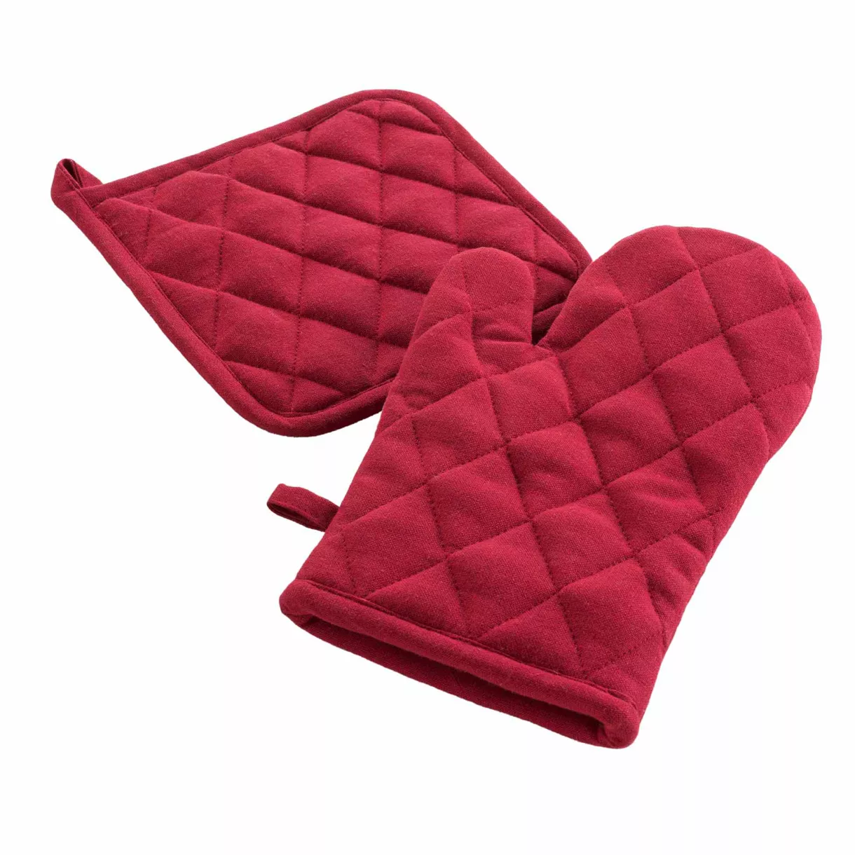 Ofenhandschuh und Topflappen Baumwolle Cerisette uni Rot