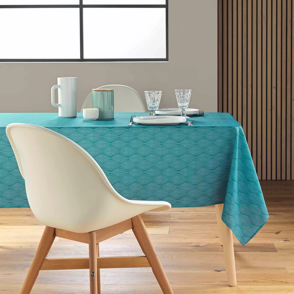 Fleckabweisende rechteckige Tischdecke (145 x 240 cm) Ofelis Blau
