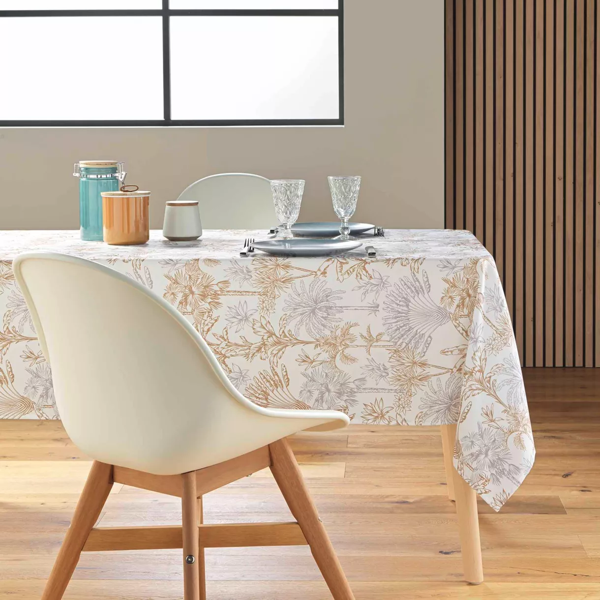 Nappe Rectangle (145 x 240 cm) Canarie Naturel, Polyester ImprimŽ