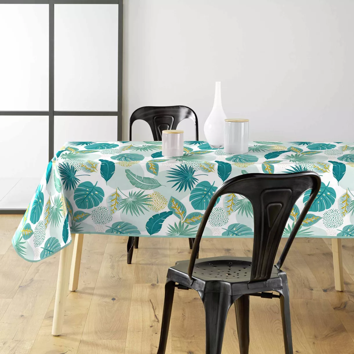 Fleckabweisende rechteckige Tischdecke Stoff PVC wasserdicht (140 x 240 cm) Plantania Blau