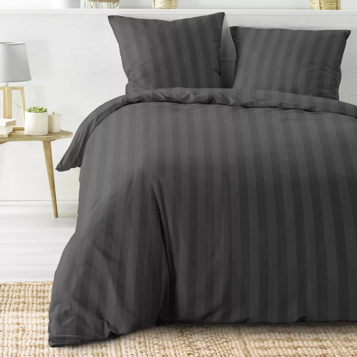 Parure 3 Pices (240 x 220 cm) Cleo Anthracite, Microfibre