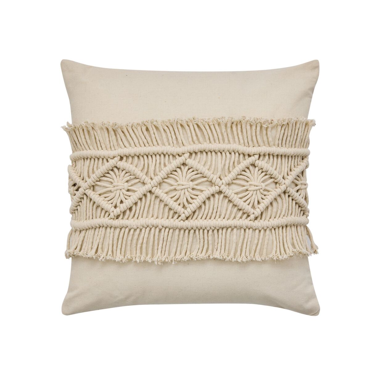 Quadratisches Kissen Makramee (45 x 45 cm) Samaya Beige