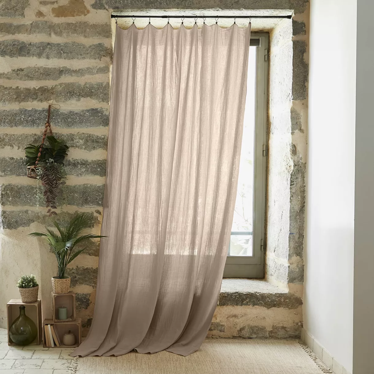 Tenda garza di cotone regolabile (180 x max 300 cm) Gaïa Marrone corda