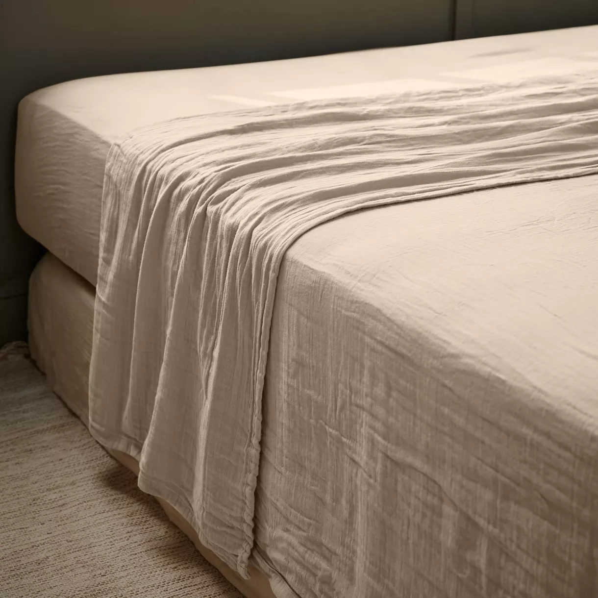 EM - Drap plat 270 x 300 cm Gaze de coton unie GAìA Ficelle