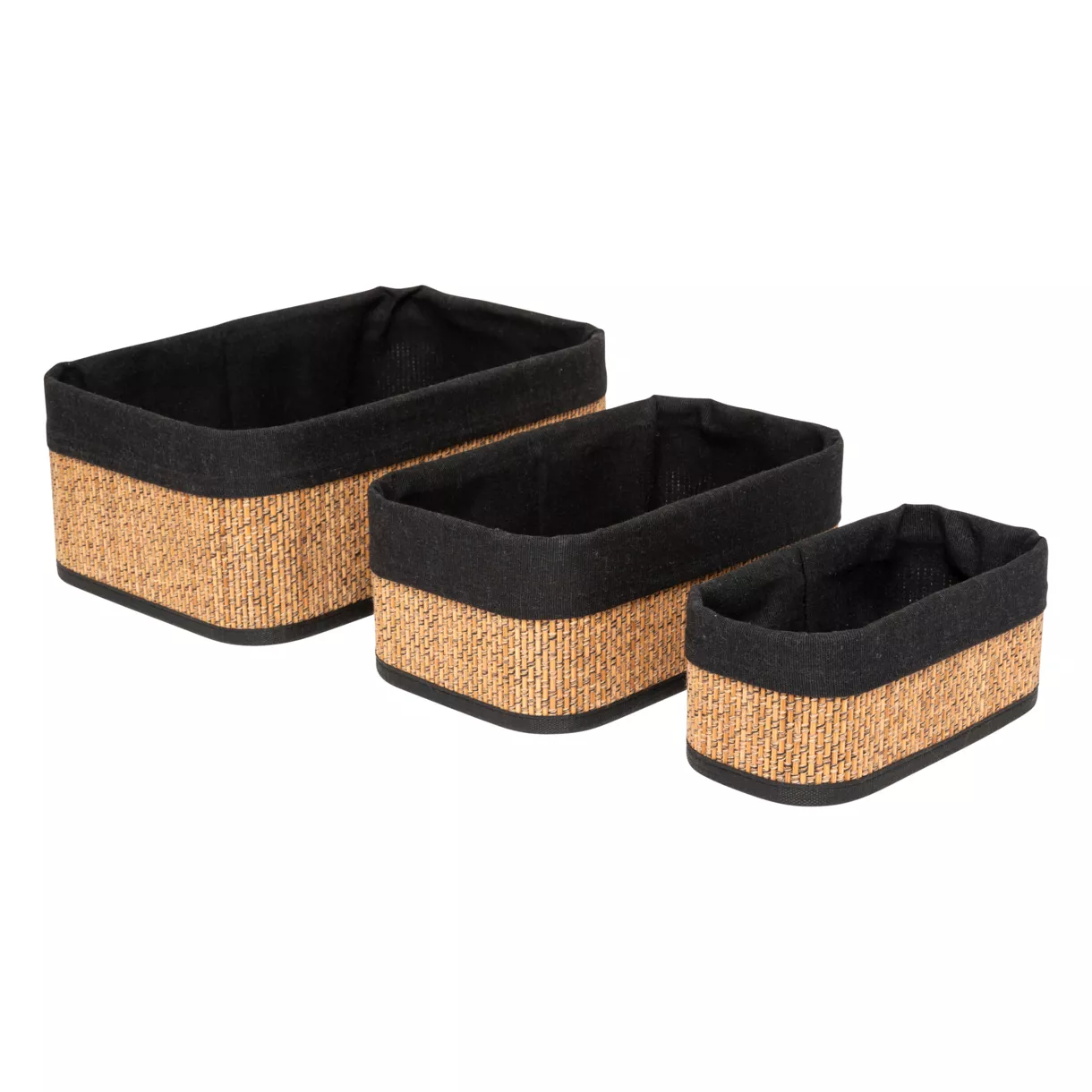 Set van 3 bamboe opbergmanden (H12 cm) Stremy Beige