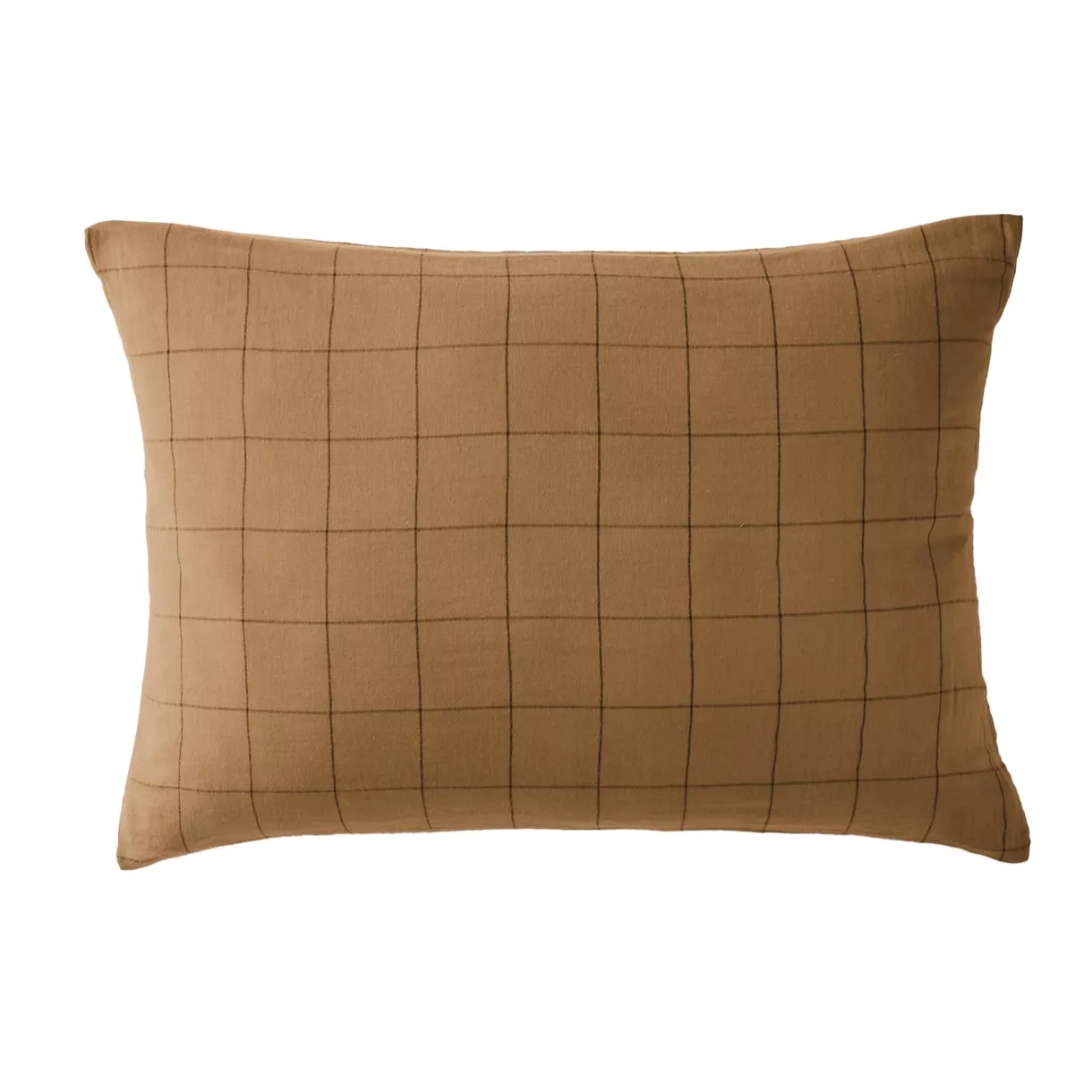 Funda de almohada rectangular en gasa de algodón (70 cm) Gaïa Match Camel 1