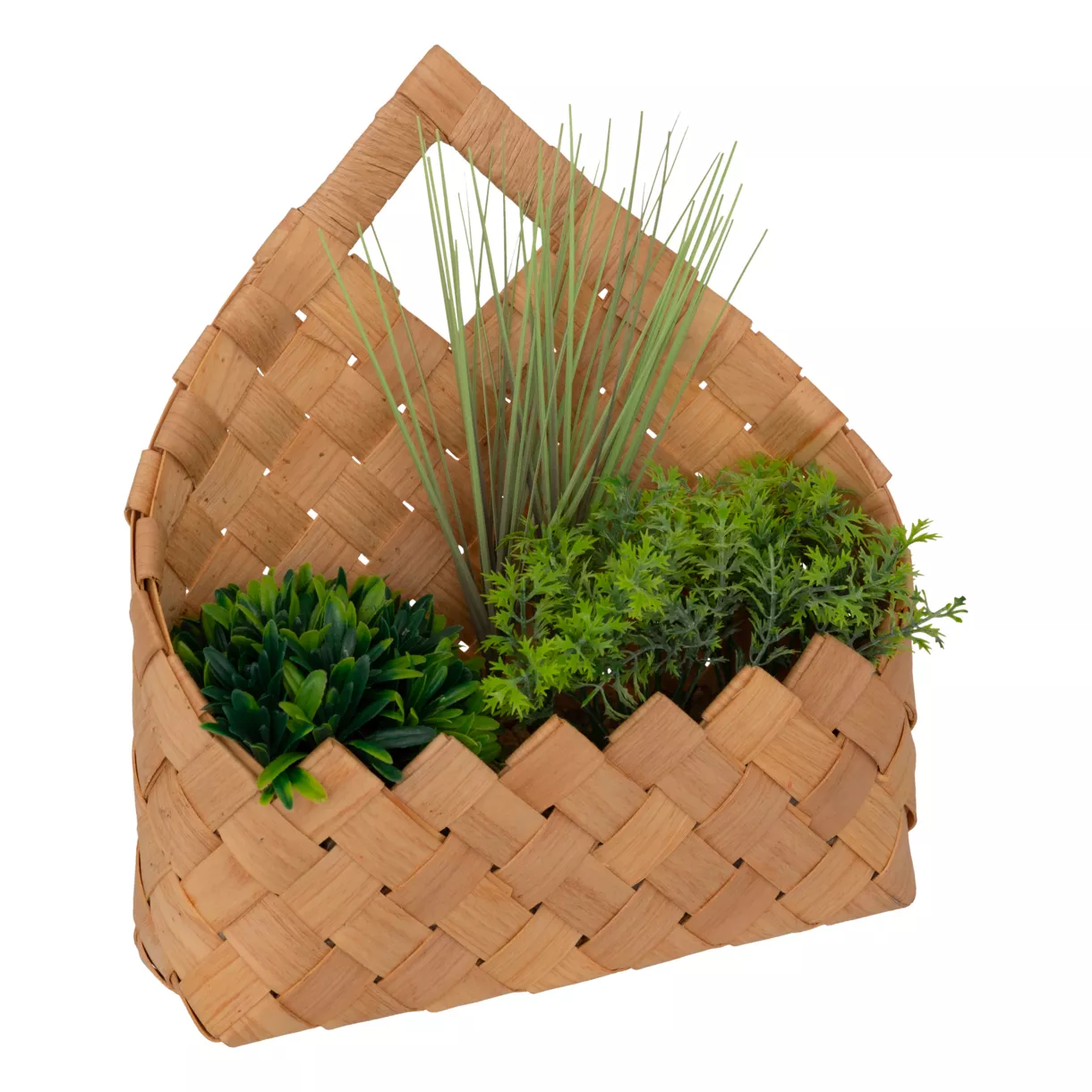 Kunstmatige planten gehangen in een bamboe mand (H27 cm) Jika