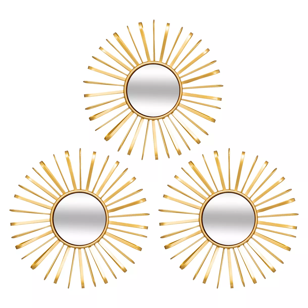 Conjunto de 3 espejos de pared de metal (D 24 cm) Warren Oro