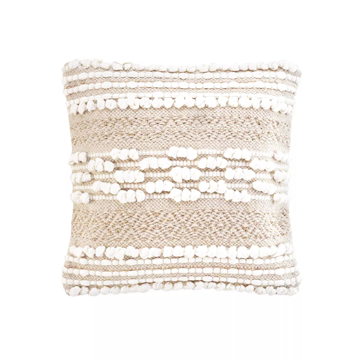 Cojín cuadrado de tela de algodón (40 x 40 cm) Blanca Beige