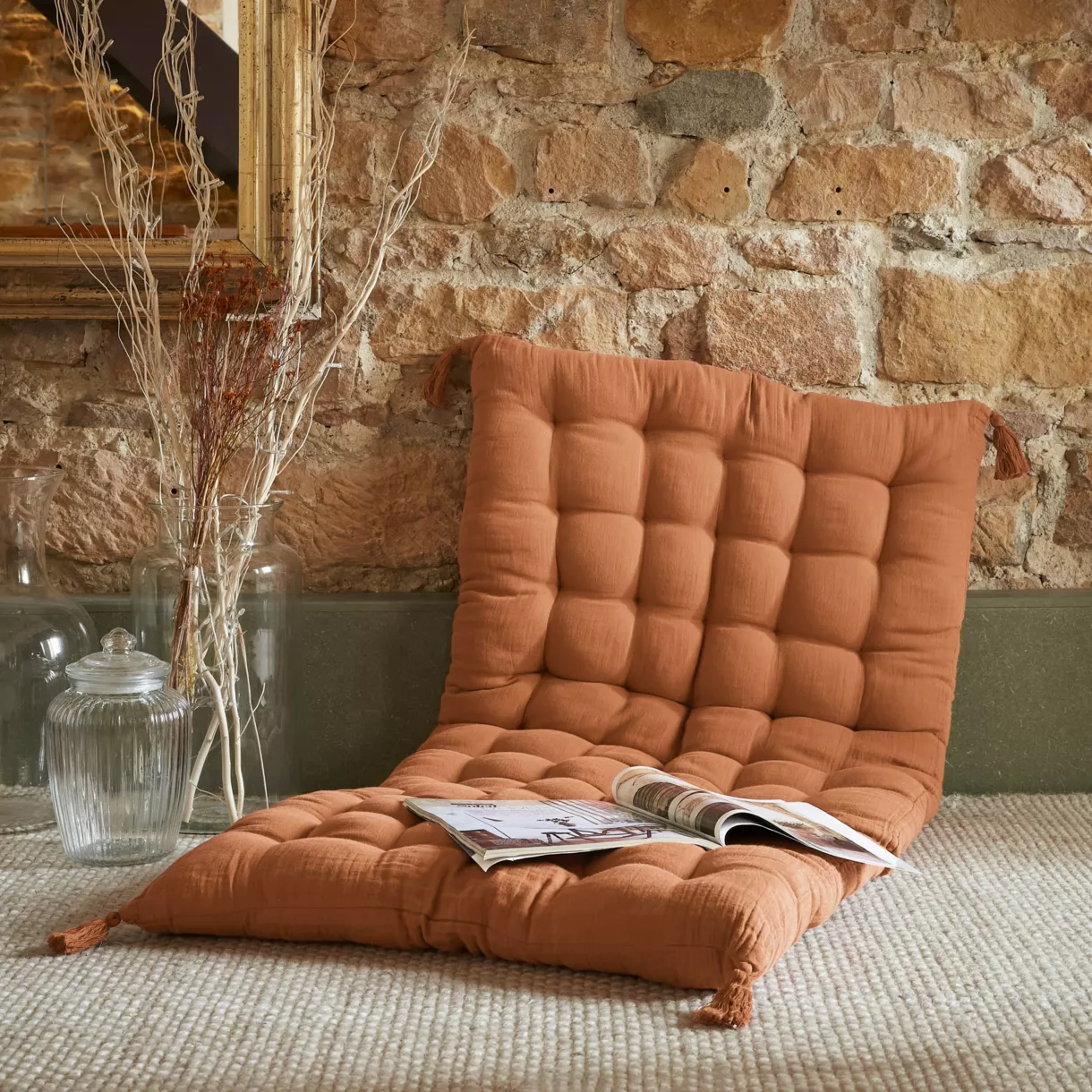 Matelas de sol gaze de coton (60 x 120 cm) Gaïa Abricot