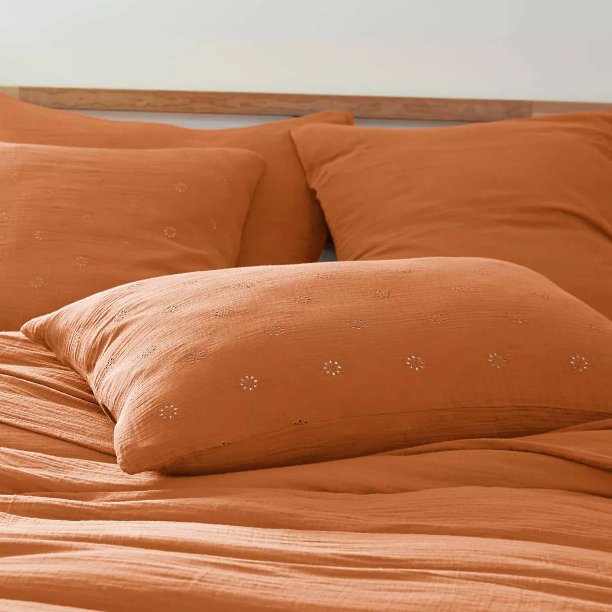 Funda de almohada rectangular de gasa de algodón (50 x 70 cm) Gaïa Boho Albaricoque