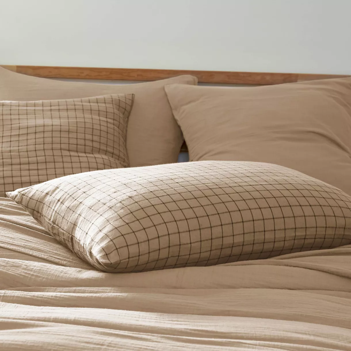Funda de almohada rectangular de gasa de algodón (50 x 70 cm) Gaïa Mix Marrón cuerda