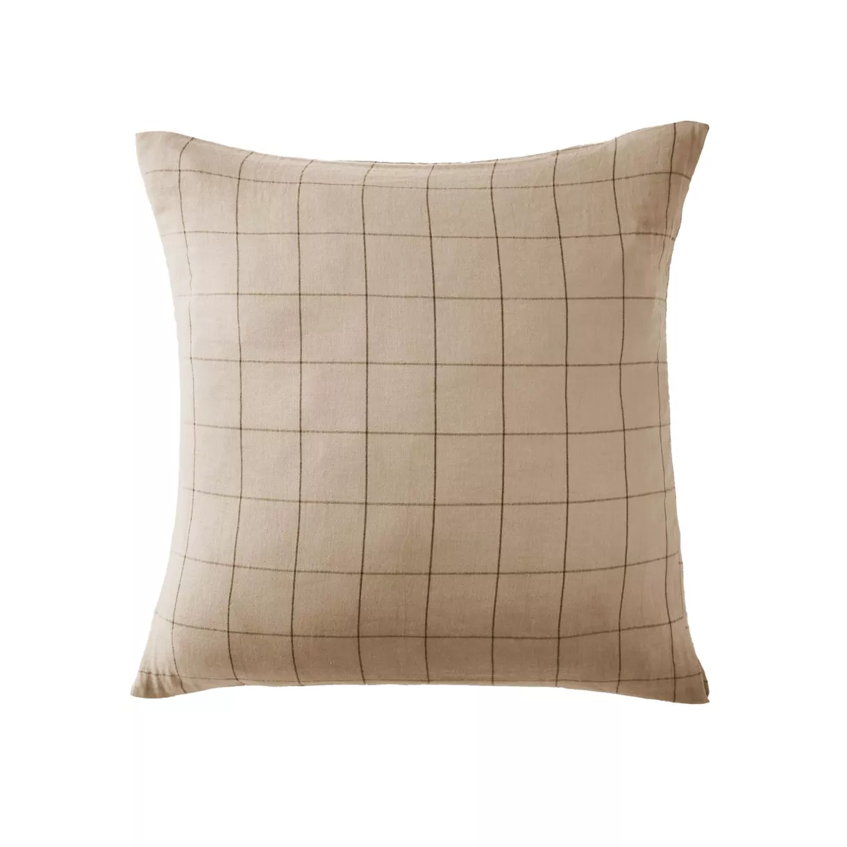 Taie d'oreiller carrée gaze de coton (60 x 60 cm) Gaïa Match Marron Ficelle