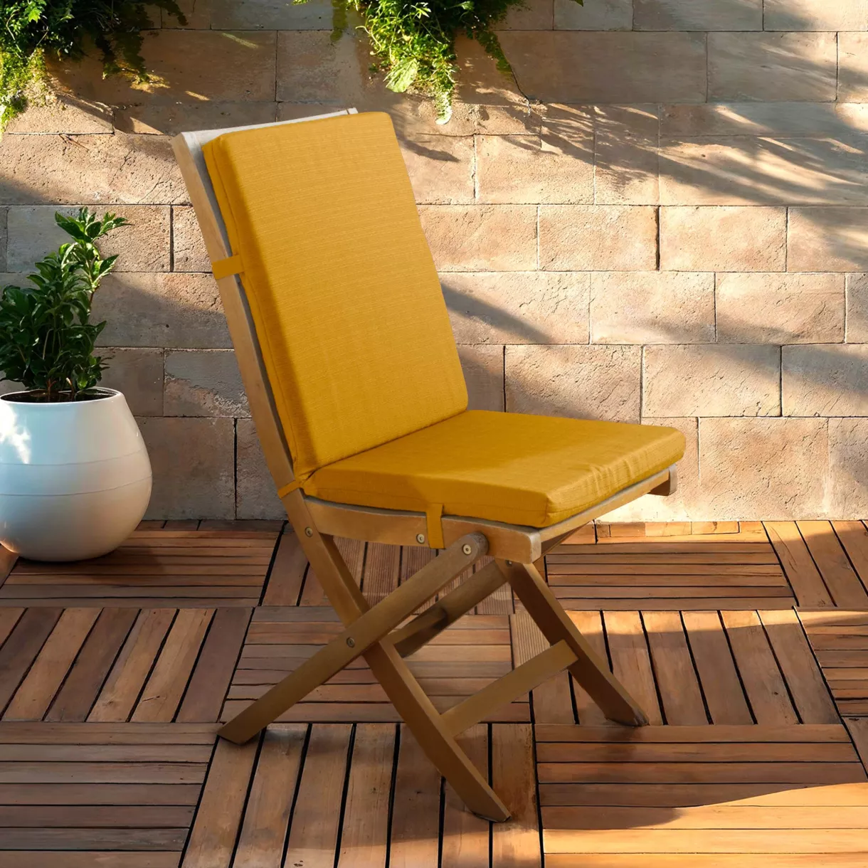 Cuscino per sedia da esterno con schienale (90 x 40 cm) Sunset Giallo senape