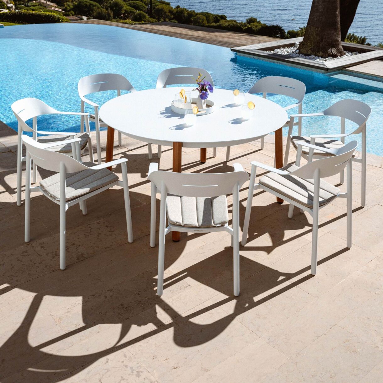 Bartisch Aluminium bis zu 8 Personen (200 x H105 cm) Monte Carlo Weiß