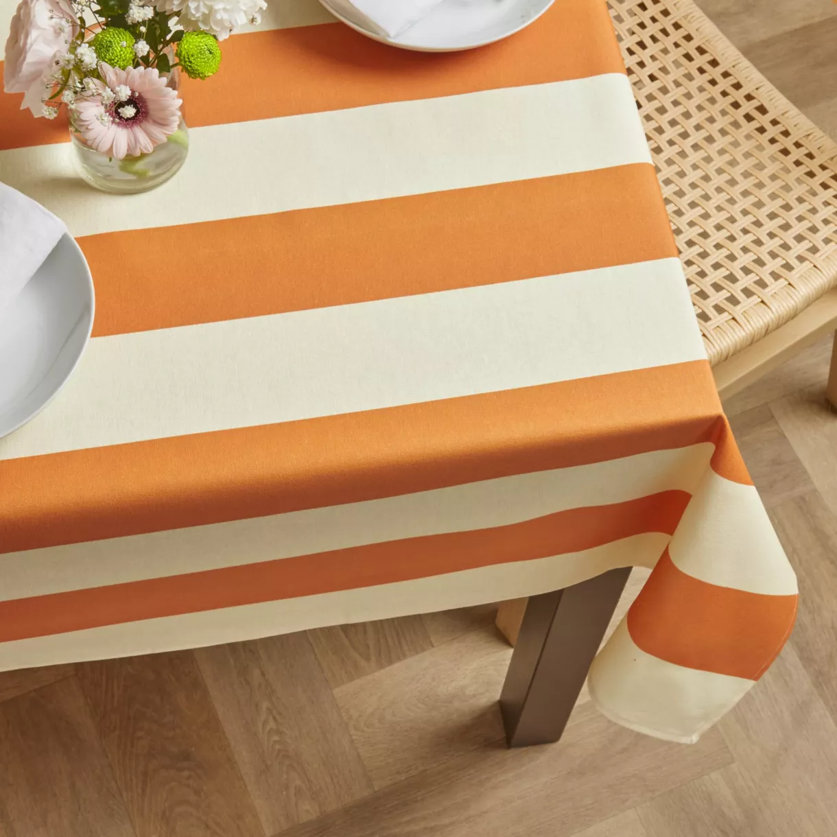Mantel rectangular de algodón revestido (150 x 250 cm) Clementine Naranja