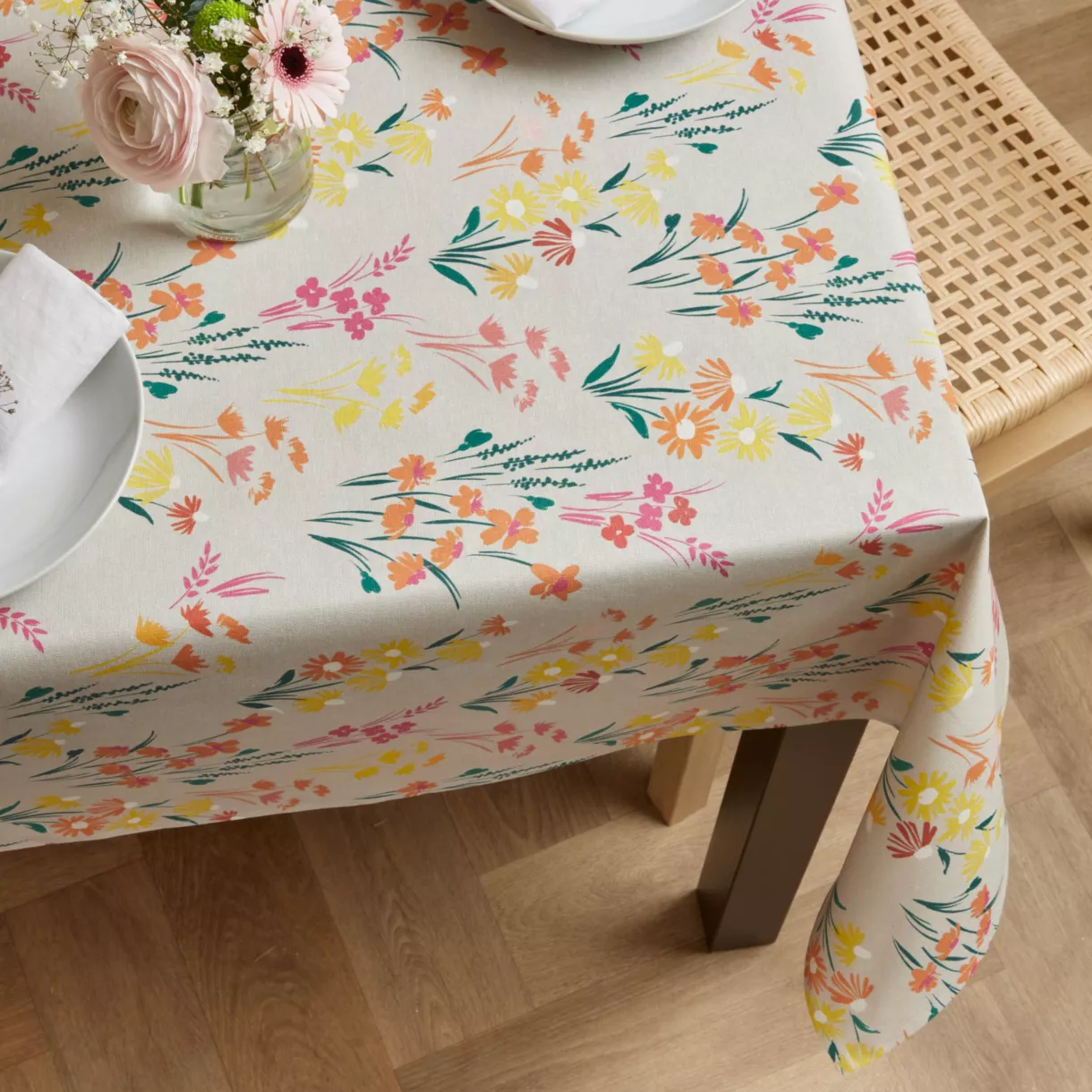 EM - Nappe en coton enduit 150 x 350 cm JULIETTE pampa