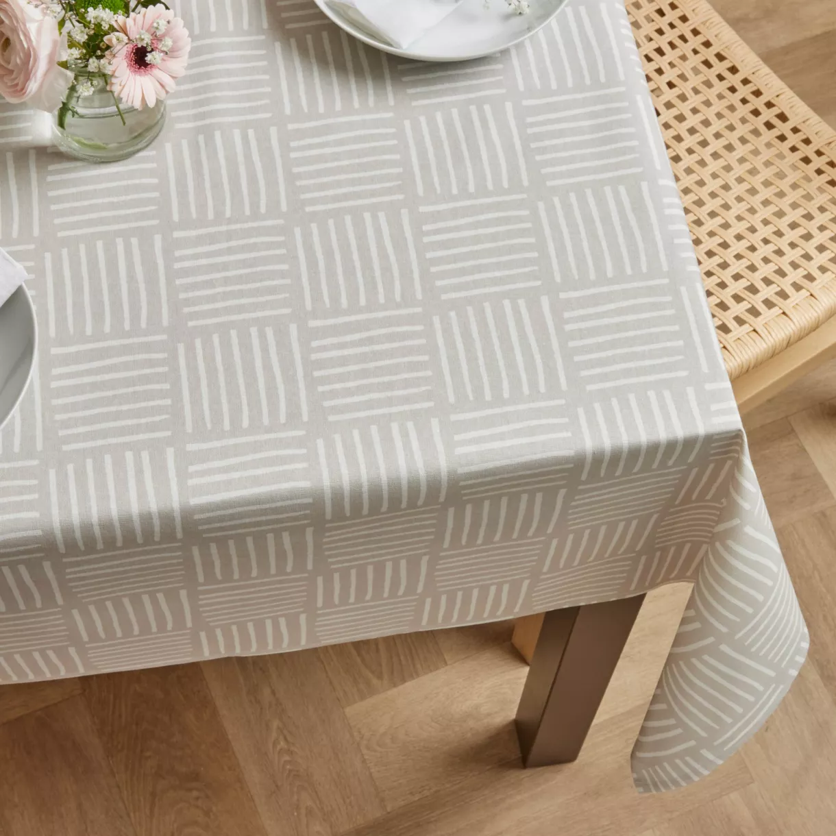 Tischdecke rechteckig Baumwolle beschichtet (150 x 350 cm) Paolo Beige