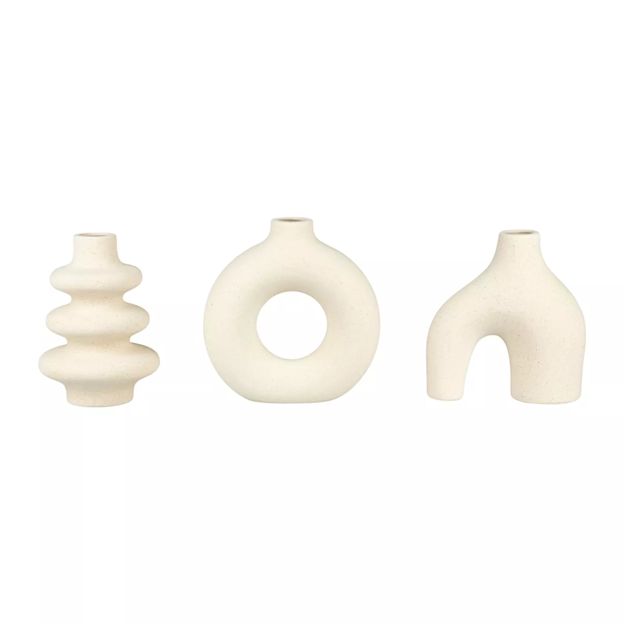 Coffret Mini Vases Grs Blanc 3 formes assorties - Dim : l15,3xH15,8xP5,8cm